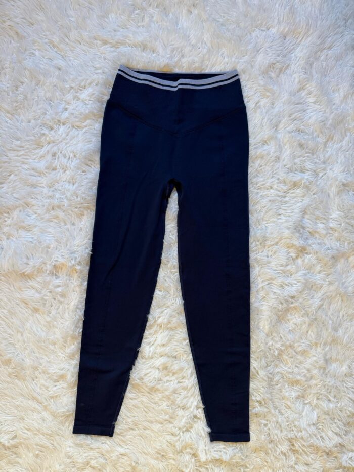Calza push up azul con franja celeste