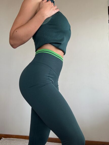 Calza push up verde con franja