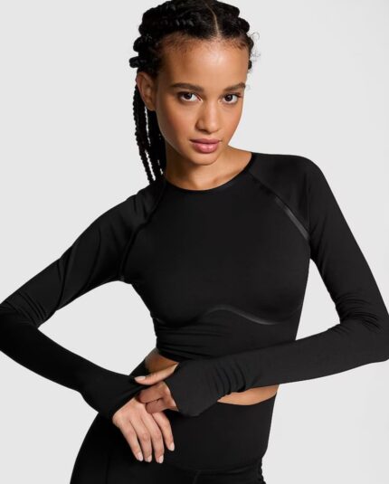 Remera térmica pupera negra – Espalda abierta PINK