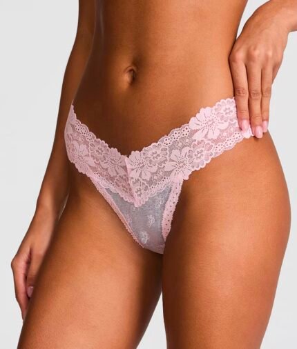 Less VS gris  y rosa de algodón y encaje